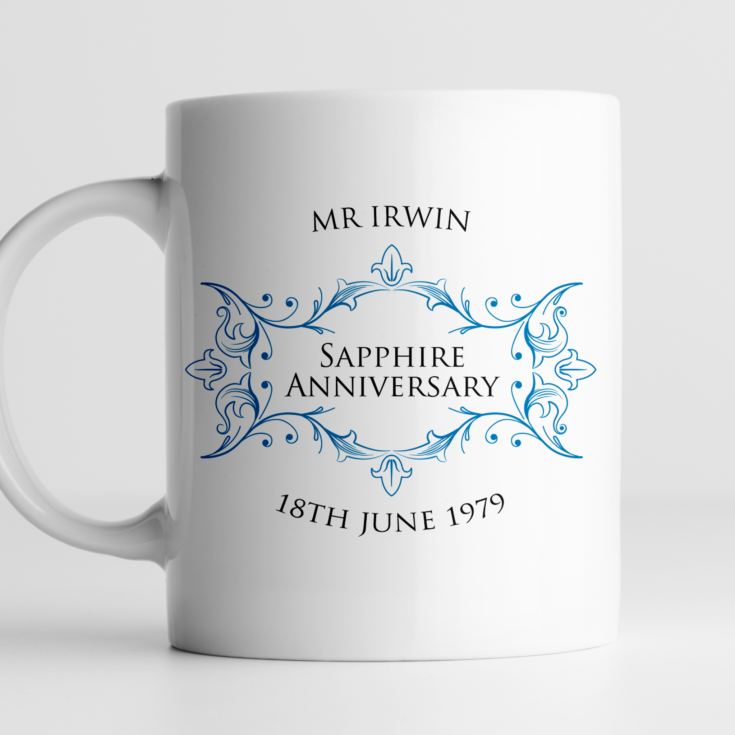 Pair of Personalised Sapphire Anniversary Mugs product image