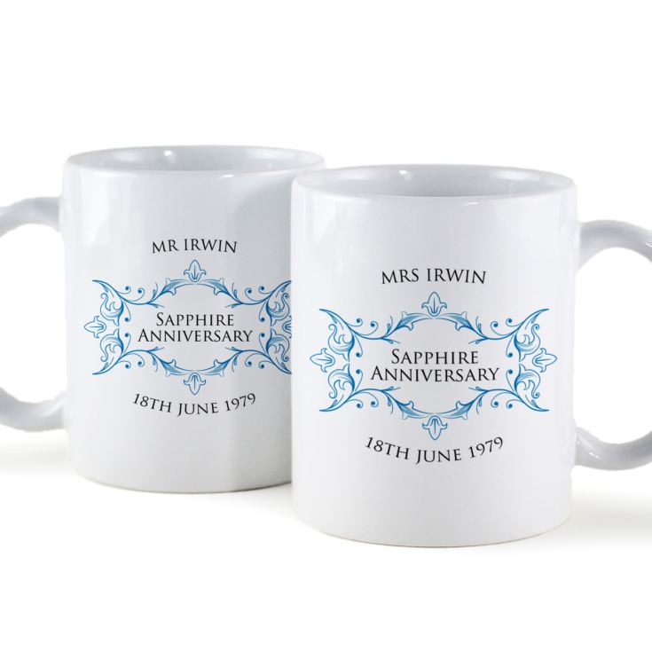 Pair of Personalised Sapphire Anniversary Mugs product image