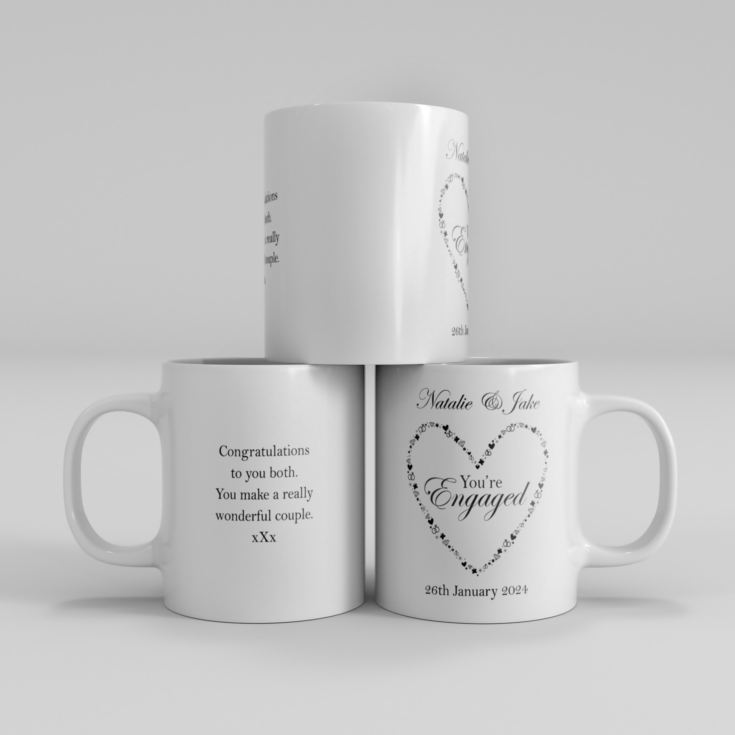 Personalised You're Engaged Heart Design Pair Of Mugs product image