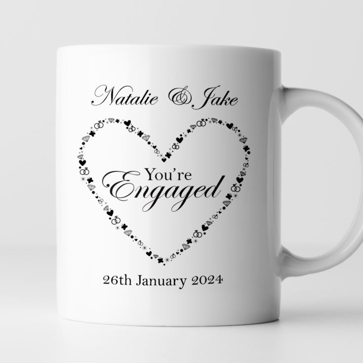 Personalised You're Engaged Heart Design Pair Of Mugs product image