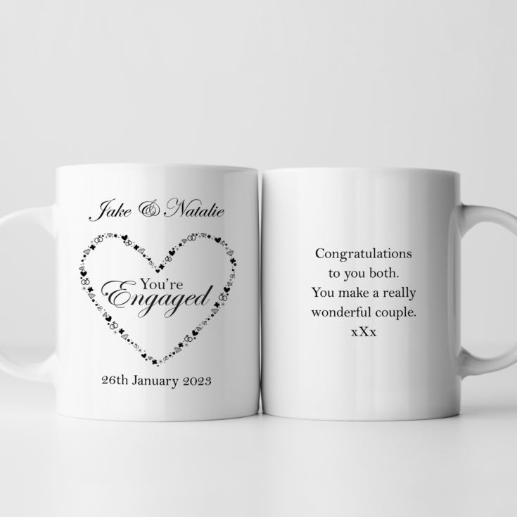 Personalised You're Engaged Heart Design Pair Of Mugs product image