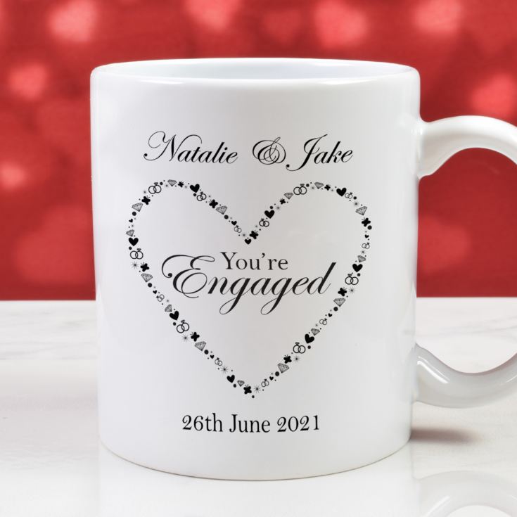 Personalised You're Engaged Heart Design Pair Of Mugs product image