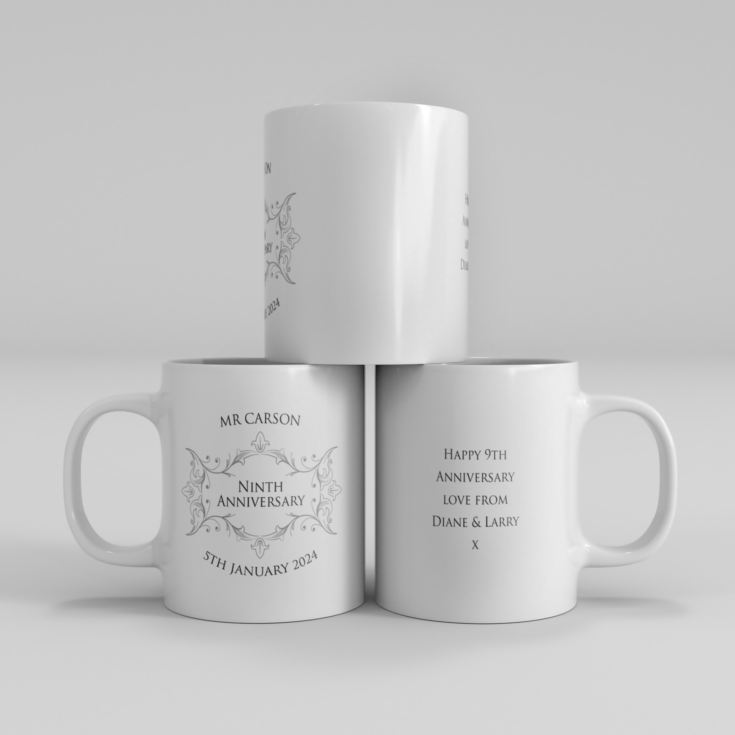 Pair of Personalised Ninth Anniversary Mugs product image