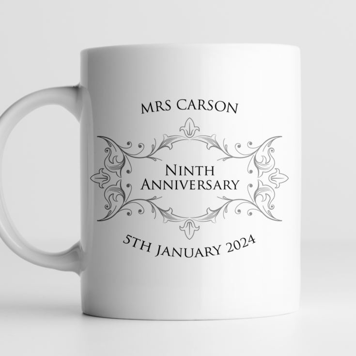 Pair of Personalised Ninth Anniversary Mugs product image