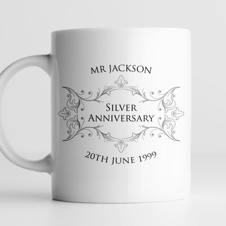 Pair of Personalised Silver Anniversary Mugs product image