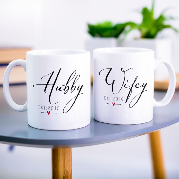 Personalised Hubby & Wifey Pair Of Mugs product image