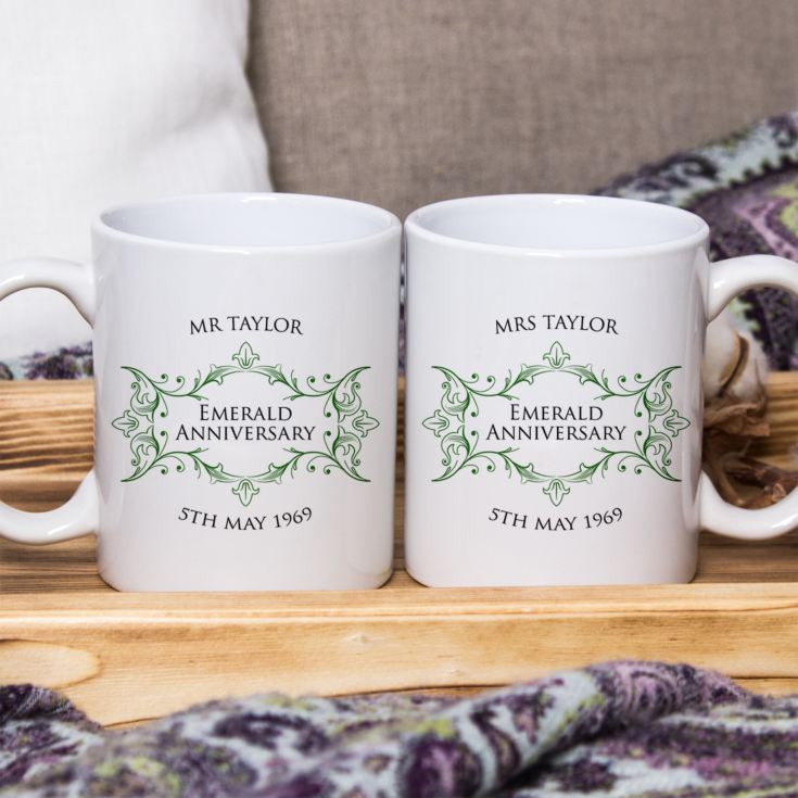 Pair of Personalised Emerald Anniversary Mugs product image