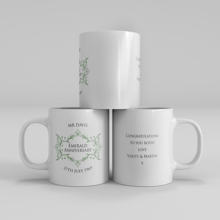 Pair of Personalised Emerald Anniversary Mugs product image