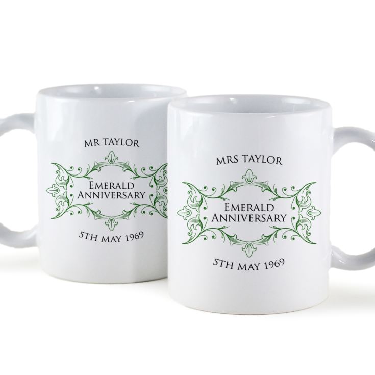 Pair of Personalised Emerald Anniversary Mugs product image