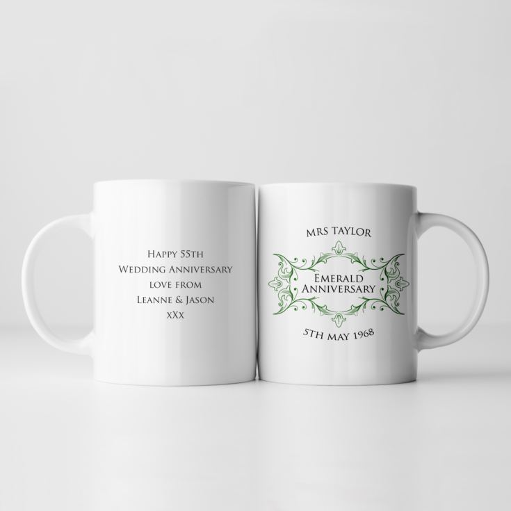 Pair of Personalised Emerald Anniversary Mugs product image