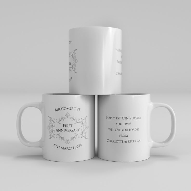 Pair of Personalised First Anniversary Mugs product image