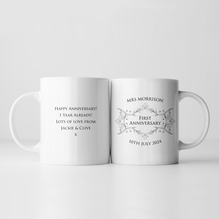 Pair of Personalised First Anniversary Mugs product image