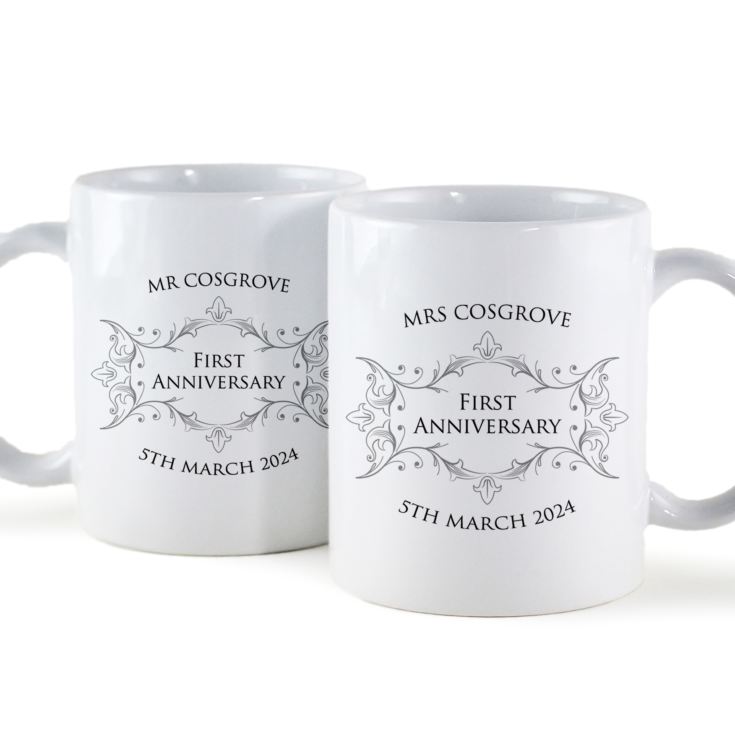 Pair of Personalised First Anniversary Mugs product image