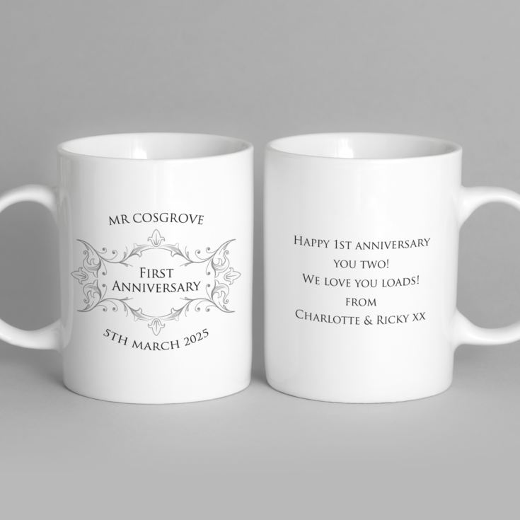 Pair of Personalised First Anniversary Mugs product image