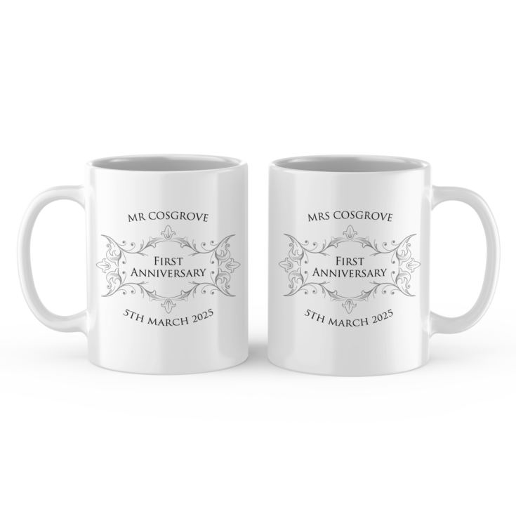 Pair of Personalised First Anniversary Mugs product image