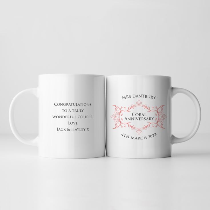 Pair of Personalised Coral Anniversary Mugs product image
