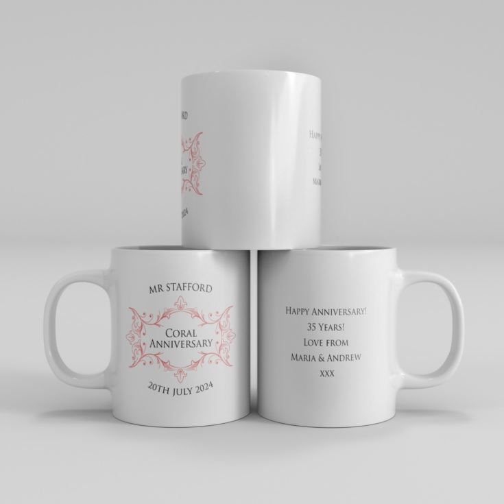 Pair of Personalised Coral Anniversary Mugs product image