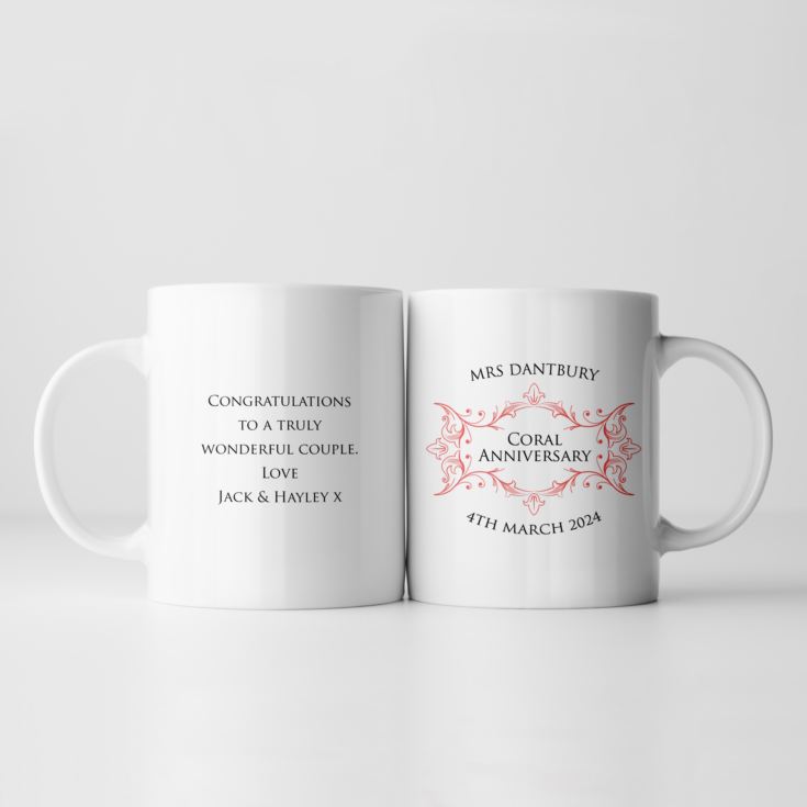 Pair of Personalised Coral Anniversary Mugs product image