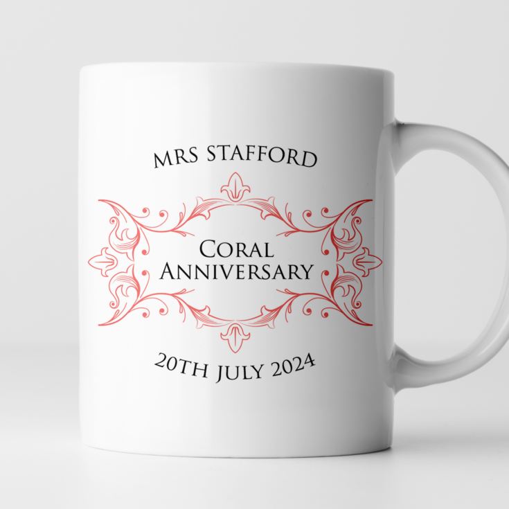 Pair of Personalised Coral Anniversary Mugs product image