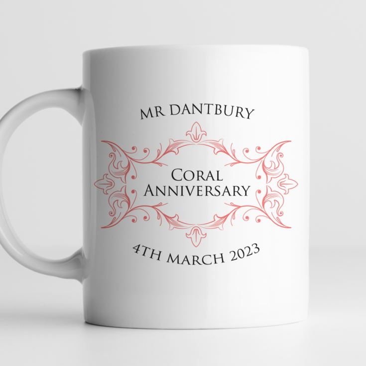 Pair of Personalised Coral Anniversary Mugs product image