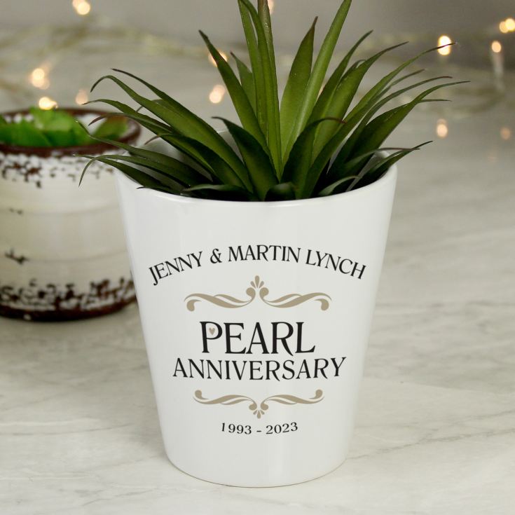 Personalised Pearl Wedding Anniversary Plant Pot product image