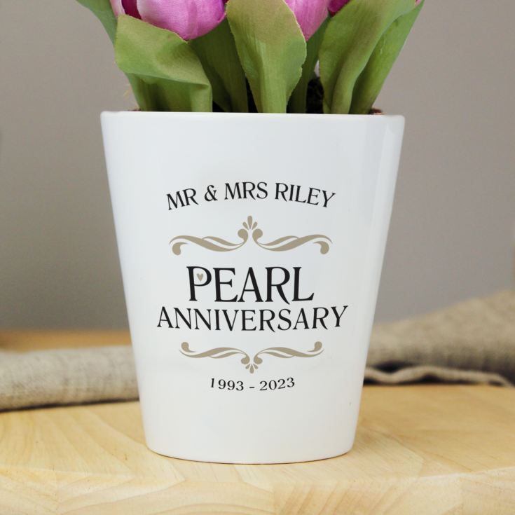 Personalised Pearl Wedding Anniversary Plant Pot product image