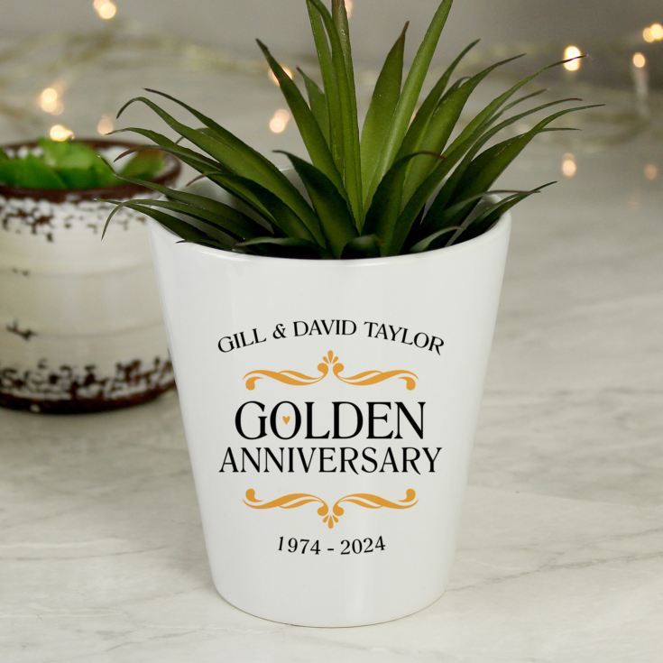 Personalised Golden Wedding Anniversary Plant Pot product image