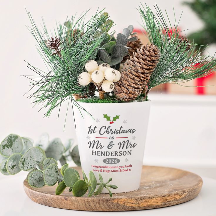 Personalised Mr & Mrs First Christmas Plant Pot product image