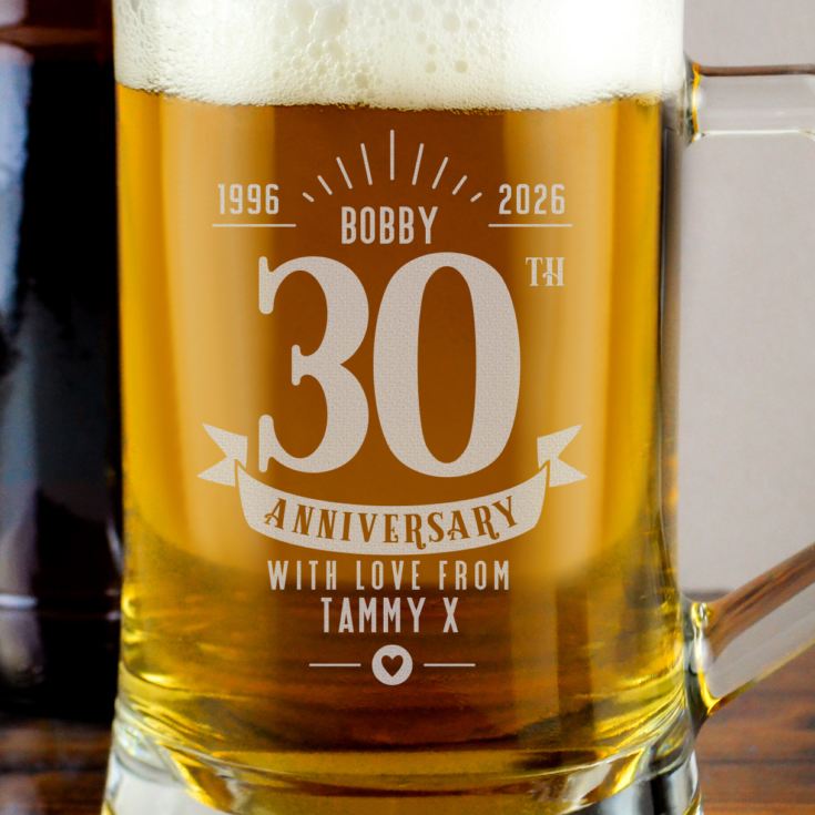 Personalised 30th Anniversary Glass Tankard product image