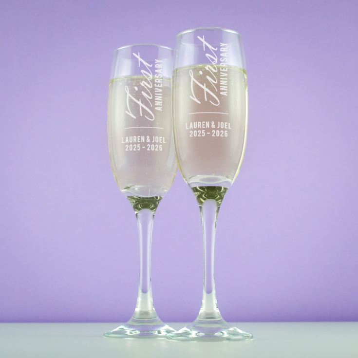 Personalised 1st Anniversary Champagne Flutes product image
