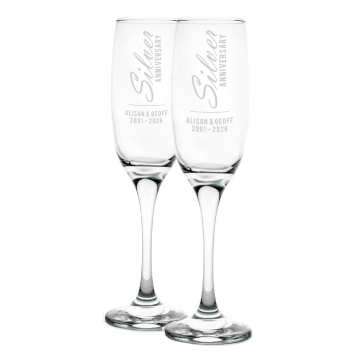 Personalised Silver Anniversary Champagne Flutes product image