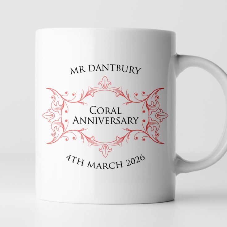 Pair of Personalised Coral Anniversary Mugs product image