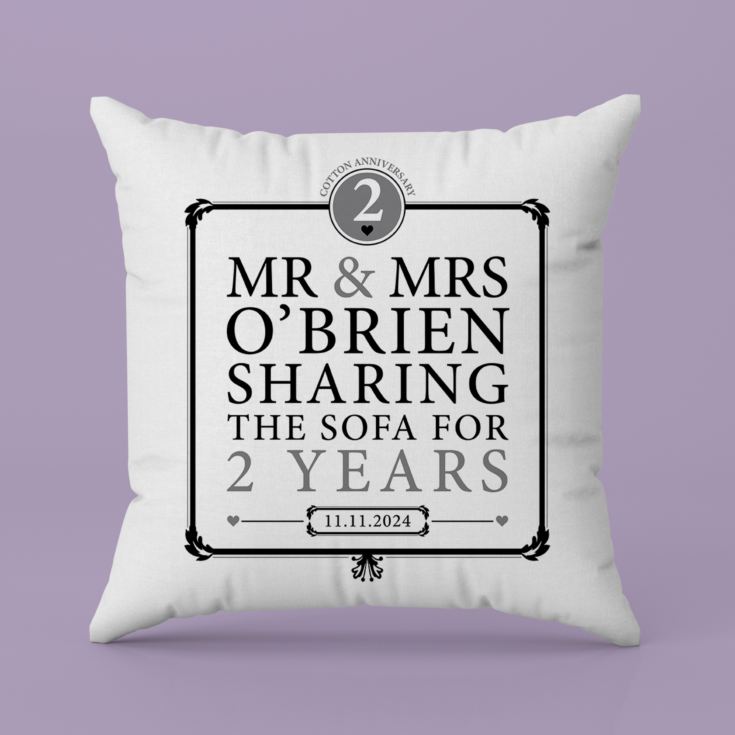 Personalised 2nd Anniversary Sharing The Sofa Cushion product image