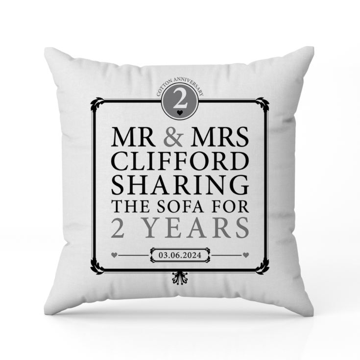 Personalised 2nd Anniversary Sharing The Sofa Cushion product image