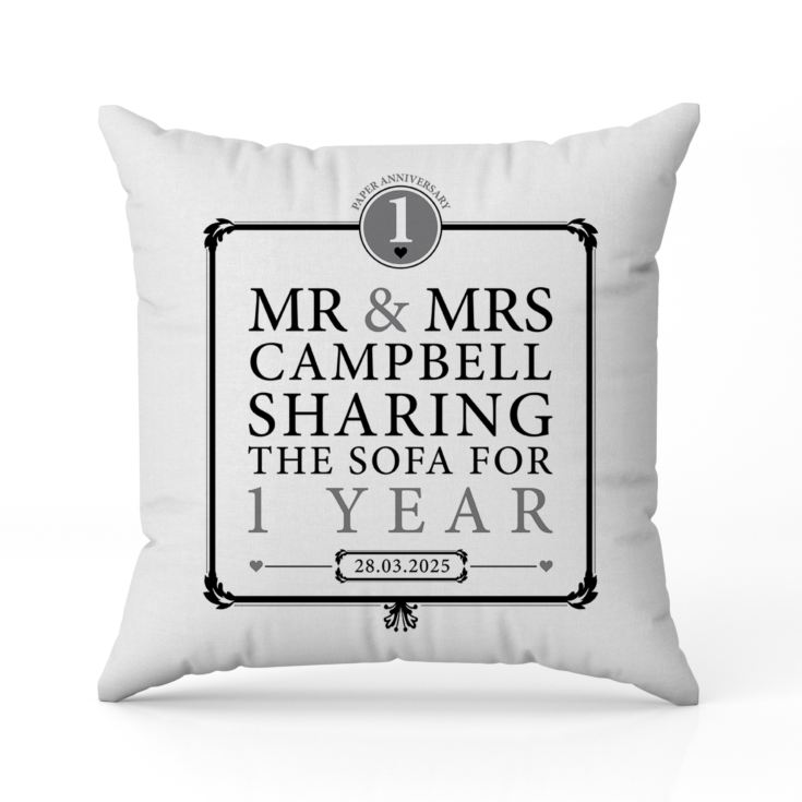 Personalised 1st Anniversary Sharing The Sofa Cushion product image
