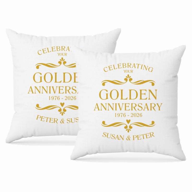 Personalised Pair Of Golden Anniversary Cushions product image