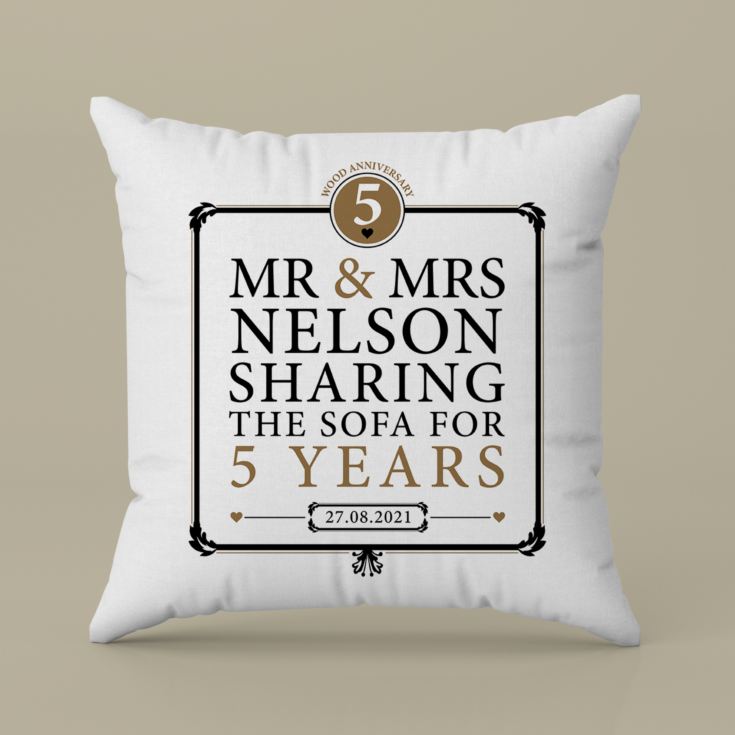 Personalised 5th Anniversary Sharing The Sofa Cushion product image