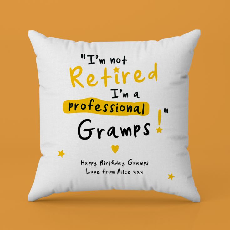 Personalised I'm not Retired I'm a Professional Grandad Cushion product image