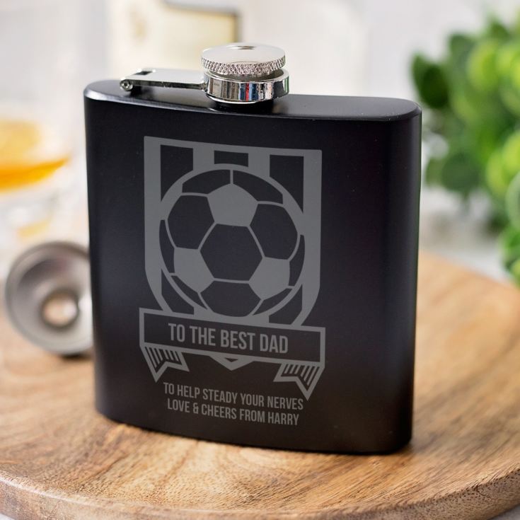 Personalised Football Black Hip Flask product image
