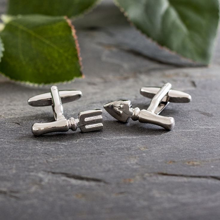 Fork and Trowel Gardeners Cufflinks In Personalised Box product image