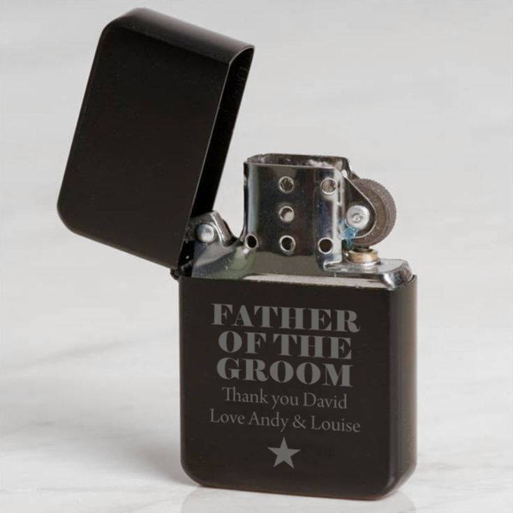 Personalised Father Of The Groom Black Petrol Lighter product image