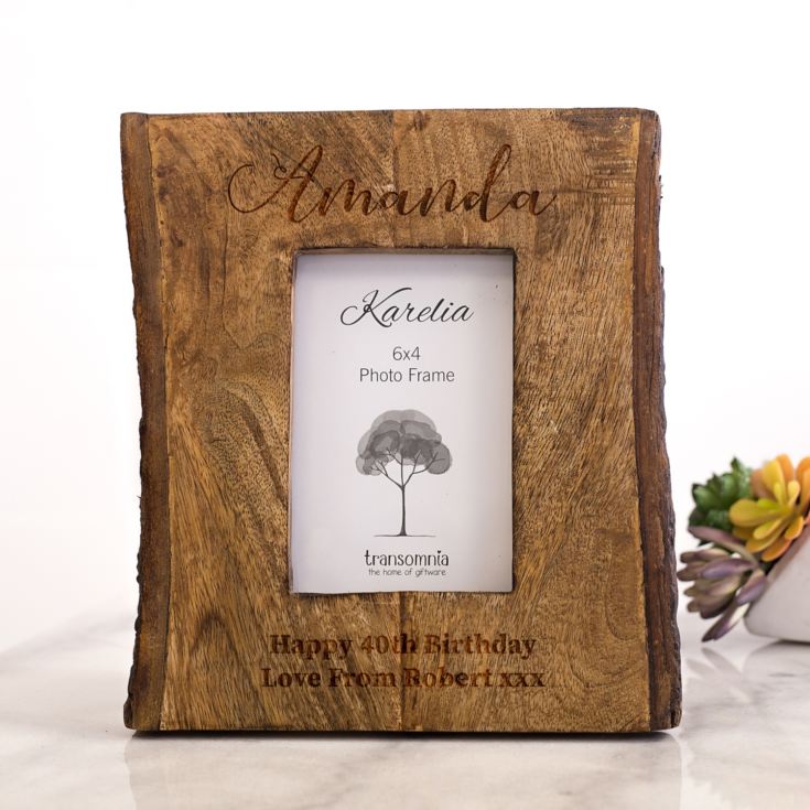 Personalised Slice Of Natural Wood 6 x 4 Photo Frame product image