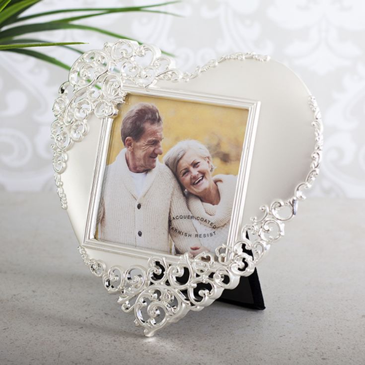 Heart Shaped Silverplated See Through Scroll Frame product image