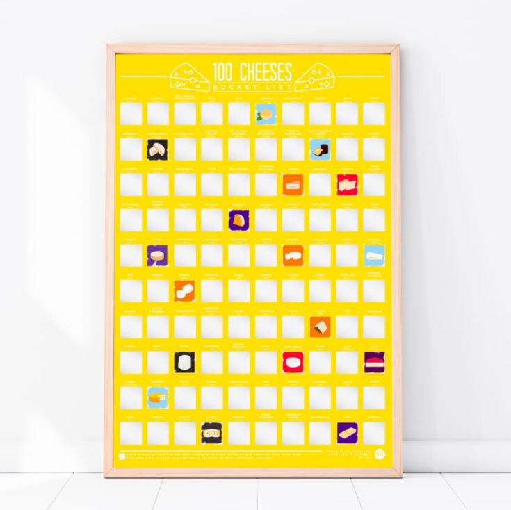 100 Cheeses Scratch Off Bucket List Poster