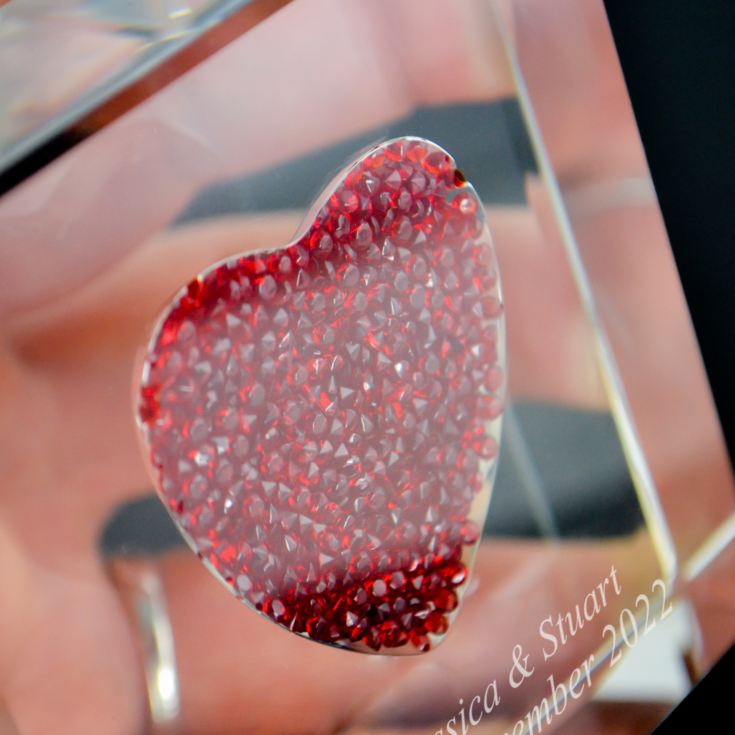 Personalised Glass Keepsake With Red Crystal Heart product image