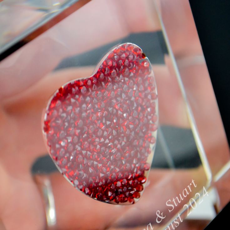 Personalised Glass Keepsake With Red Crystal Heart product image