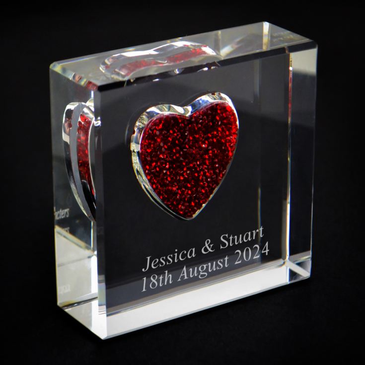 Personalised Glass Keepsake With Red Crystal Heart product image