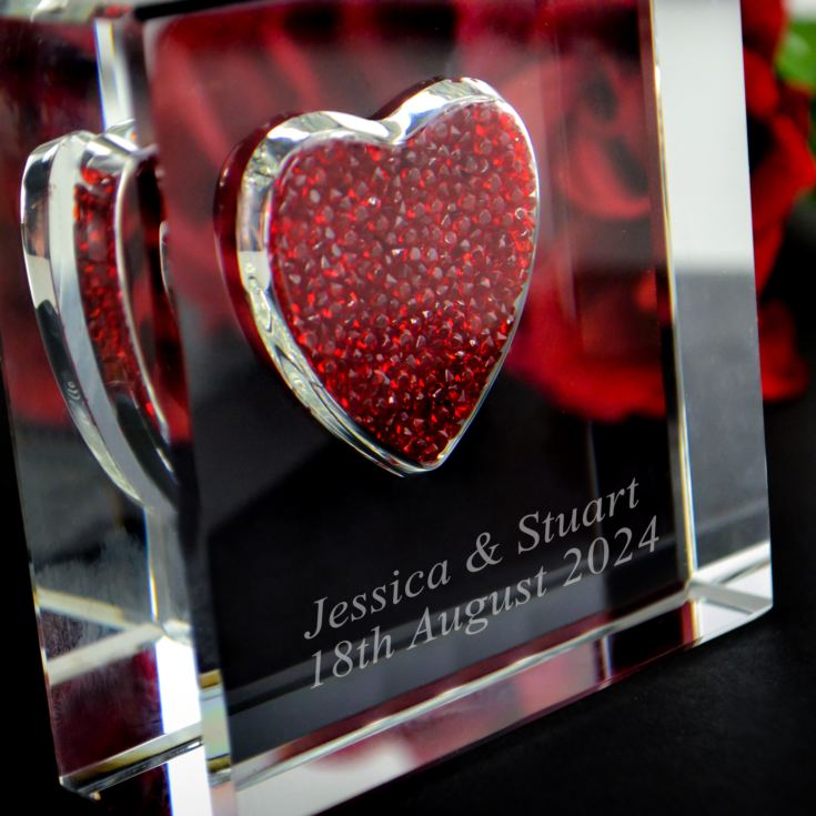 Personalised Glass Keepsake With Red Crystal Heart product image