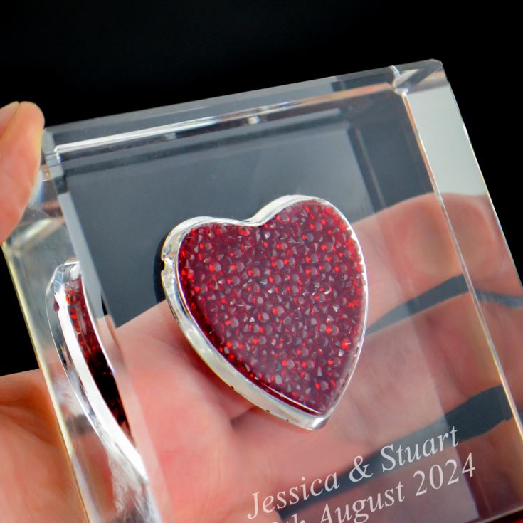 Personalised Glass Keepsake With Red Crystal Heart product image