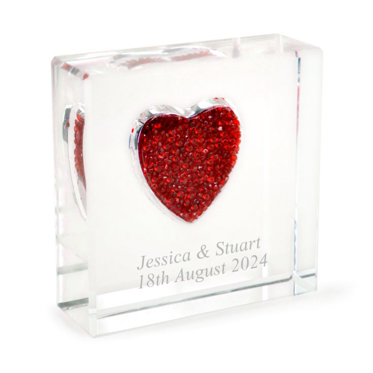 Personalised Glass Keepsake With Red Crystal Heart product image